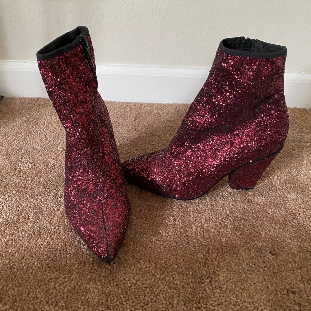 Topshop Red Glitter Booties